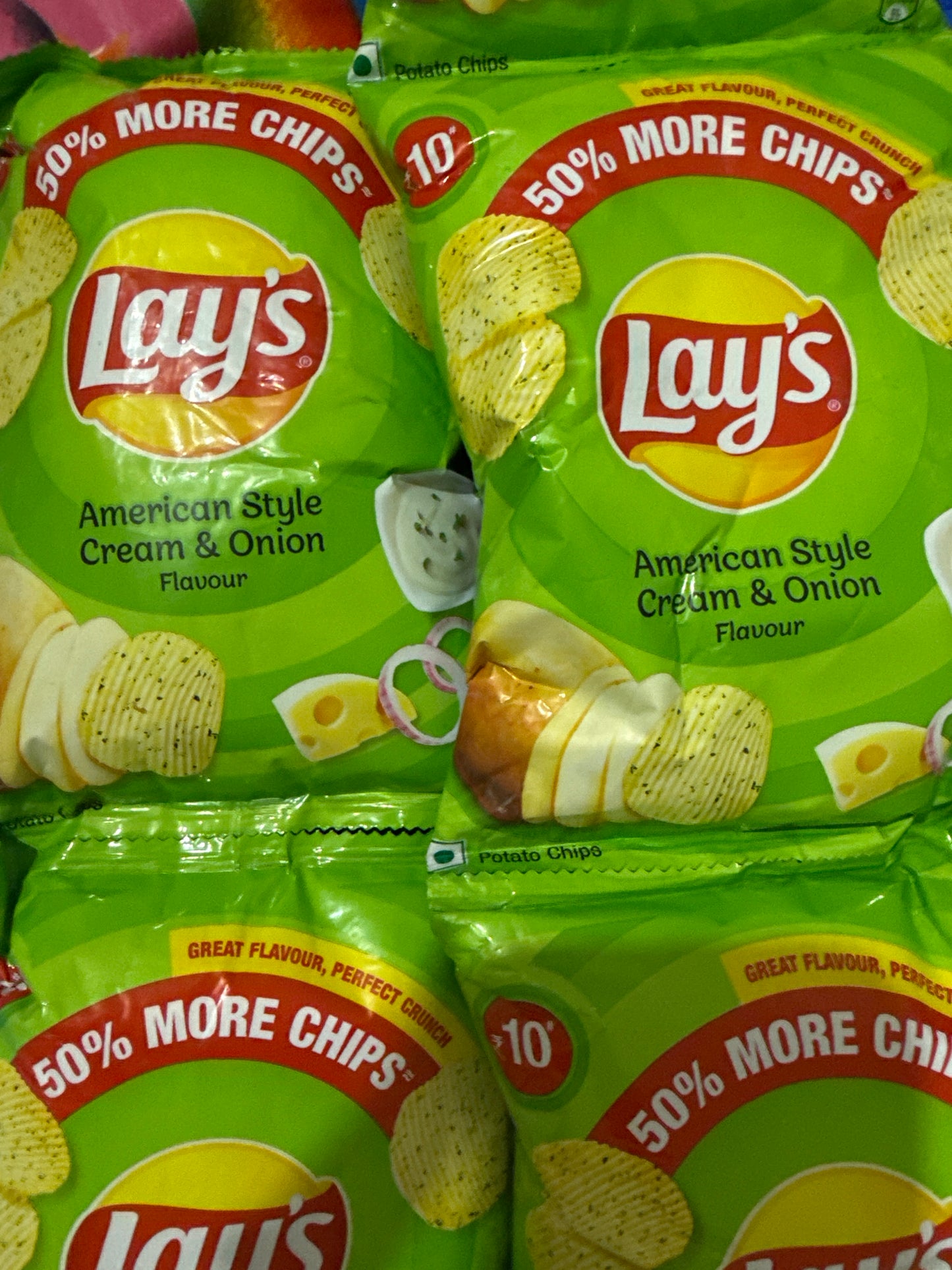 Cream & Onion flavour Indian Chips| Pack of 2